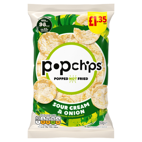 POPCHIPS SOUR CREAM & ONION PMP £1.35 50G