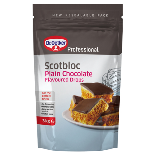 DR.OETKER SCOTBLOC PLAIN CHOCOLATE FLAVOUR DROPS 3KG