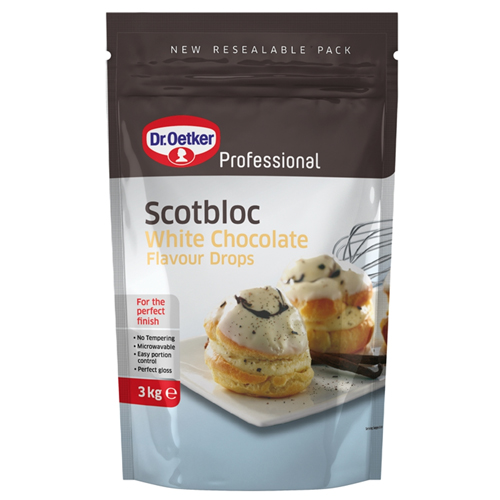 DR.OETKER SCOTBLOC WHITE CHOCOLATE FLAVOUR DROPS 3KG