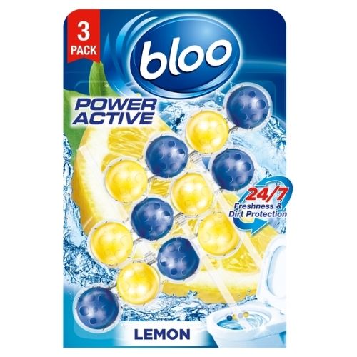 BLOO POWER ACTIVE LEMON TOILET RIM BLOCKS 3PK 50G