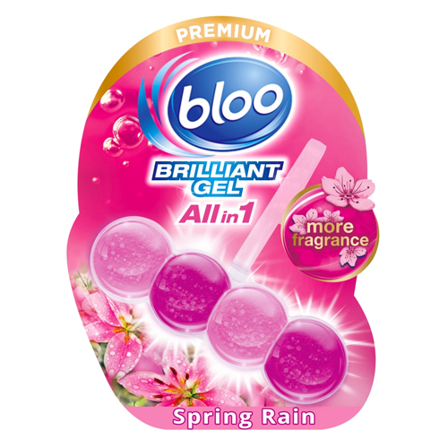 BLOO BRILLIANT GEL ALL IN 1 TOILET RIM BLOCK SPRING RAIN 42G