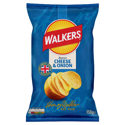 WALKERS CHEESE & ONION SHARING CRISPS 150G