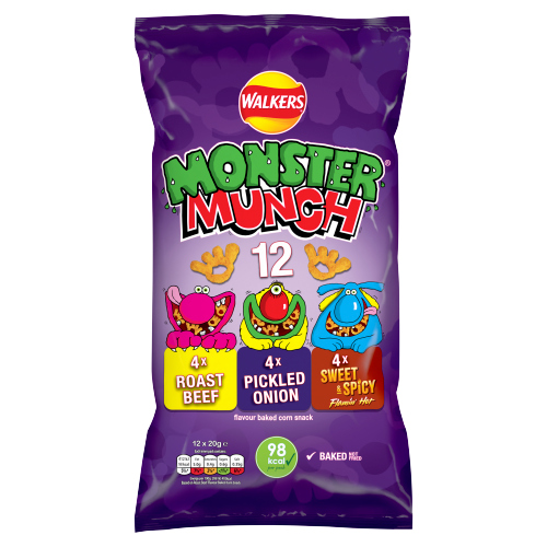 WALKERS MONSTER MUNCH VARIETY SNACKS 12PK 20G