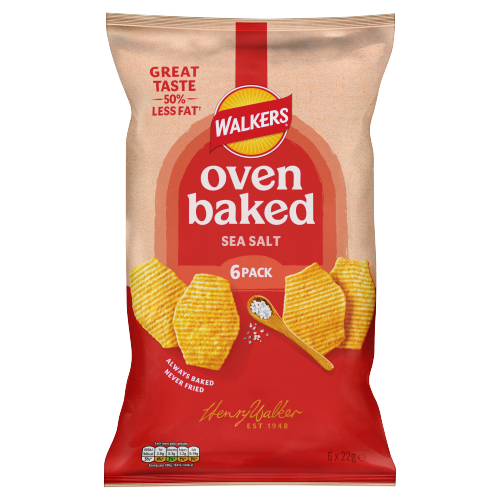 WALKERS BAKED SEA SALT SNACKS CRISPS 6PK 22G