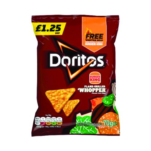 DORITOS BURGER KING® WHOPPER® SHARING TORTILLA CHIPS CRISPS PMP £1.25 70G
