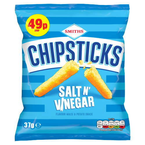 SMITH'S CHIPSTICKS SALT & VINEGAR SNACKS PMP 49P 37G