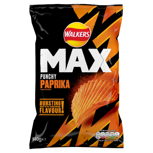 WALKERS MAX PUNCHY PAPRIKA SHARING CRISPS 140G