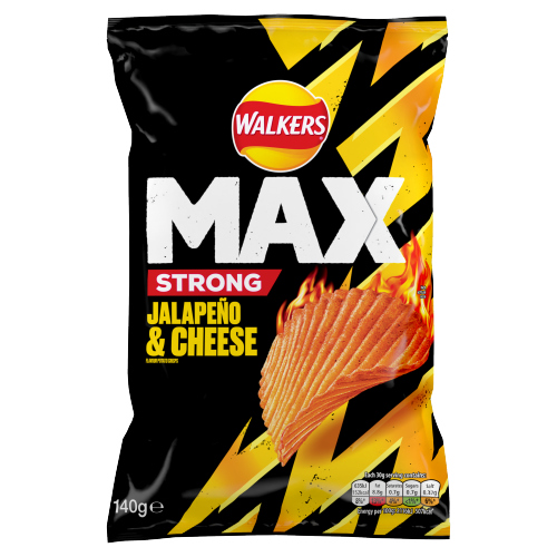 WALKERS MAX STRONG JALAPEÑO & CHEESE SHARING CRISPS 140G