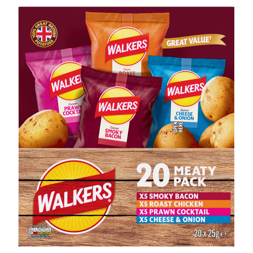 WALKERS MEATY VARIETY CRISPS 20PK 25G
