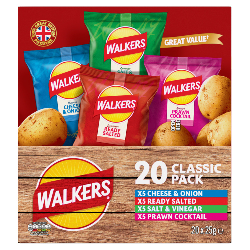 WALKERS CLASSIC VARIETY CRISPS 20PK 25G