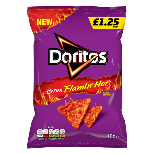 DORITOS EXTRA FLAMIN HOT PMP £1.25 70G