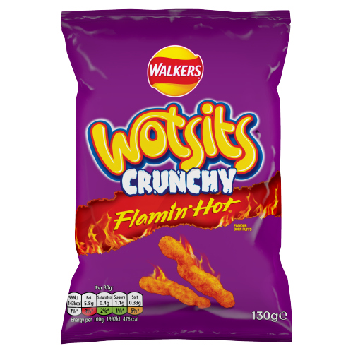 WALKERS WOTSITS CRUNCHY EXTRA FLAMIN'HOT BAG 130G