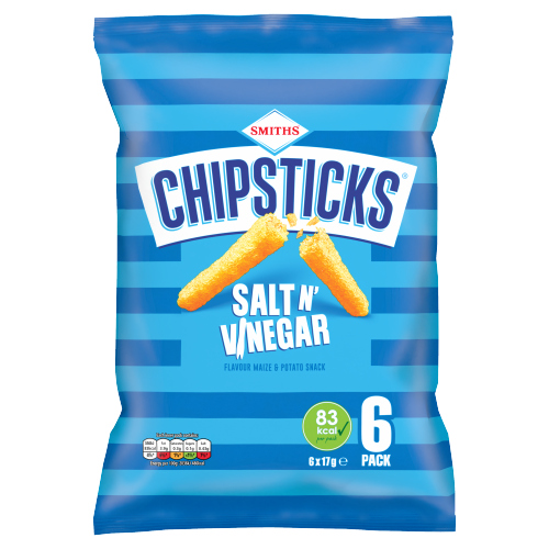 SMITH'S SALT AND VINEGAR CHIPSTICKS 6PK 17G