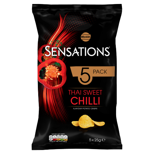 WALKERS SENSATIONS THAI SWEET CHILLI CRISPS NHFSS 5PK 25G