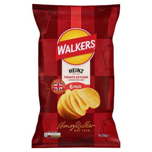 WALKERS HEINZ TOMATO KETCHUP 6PK 25G