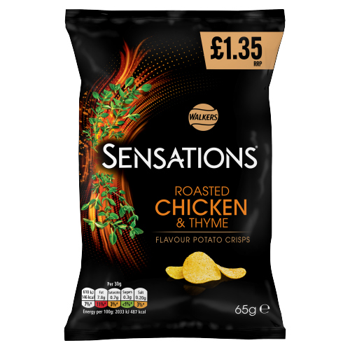 WALKERS SENSATIONS CHICKEN & THYME SHARING CRISPS PMP £1.35 65G
