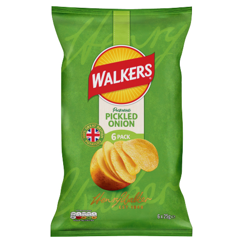 WALKERS PICKED ONION CRISPS NHFSS 6PK 25G