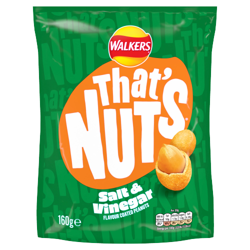 THAT’S NUTS WALKERS SALT & VINEGAR SHARING COATED PEANUTS 160G