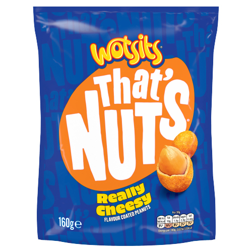 THAT’S NUTS WOTSITS REALLY CHEESY SHARING COATED PEANUTS 160G