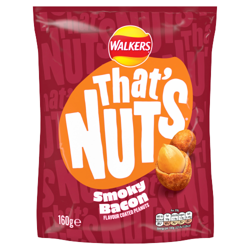 THAT’S NUTS WALKERS SMOKY BACON SHARING COATED PEANUTS 160G
