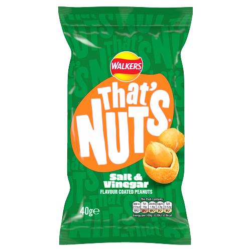 THAT’S NUTS WALKERS SALT & VINEGAR COATED PEANUTS GRAB BAG 40G