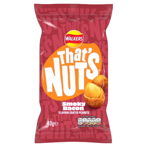 THAT’S NUTS WALKERS SMOKY BACON COATED PEANUTS GRAB BAG 40G