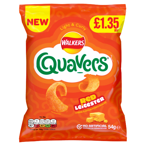QUAVERS RED LEICESTER CHEESE SHARING CRISPS PMP £1.35 54G