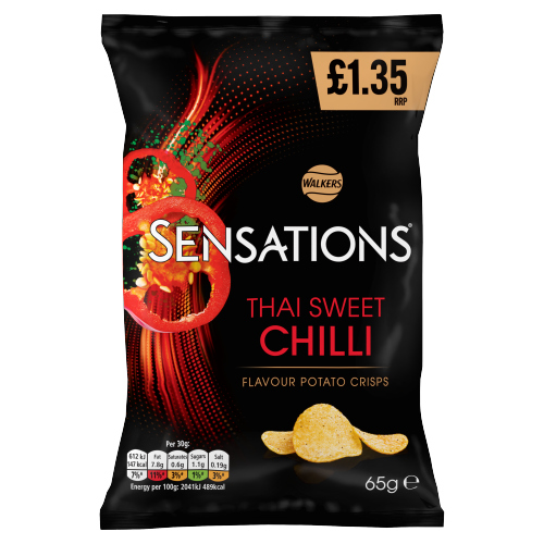 WALKERS SENSATIONS THAI SWEET CHILI PMP £1.35 65G