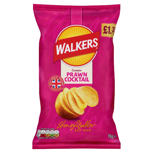 WALKERS PRAWN COCKTAIL CRISPS PMP £1.35 18X 70G