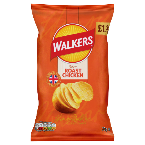 WALKERS ROAST CHICKEN SHARING CRISPS PMP £1.35 70G