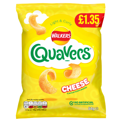 WALKERS QUAVERS CHEESE PMP £1.35 18X 54G
