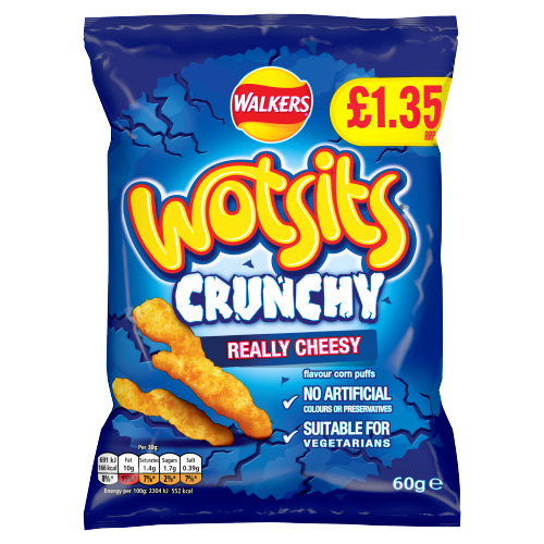 WALKERS WOTSITS CRUNCHY CHEESE PMP £1.35 60G
