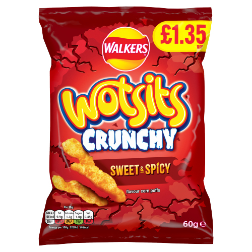 WALKERS WOTSITS CRUNCHY SWEET & SPICY PMP £1.35 60G