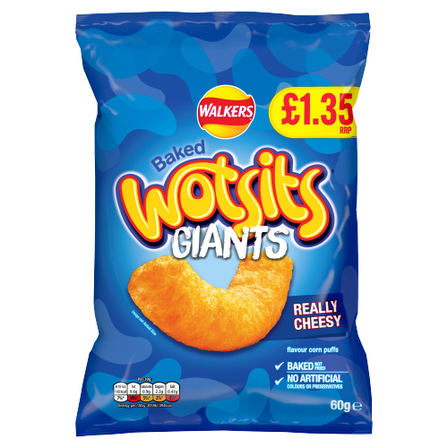 WALKERS WOTSITS GIANTS REALLY CHEESY PMP £1.35 60G