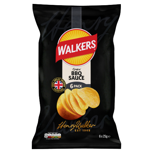 WALKERS BARBEQUE CRISPS NHFSS 6PK 25G