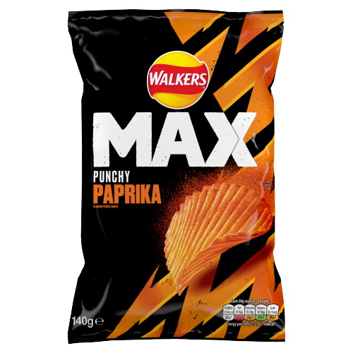 WALKERS MAX PUNCHY PAPRIKA SHARING CRISPS NHFSS 140G