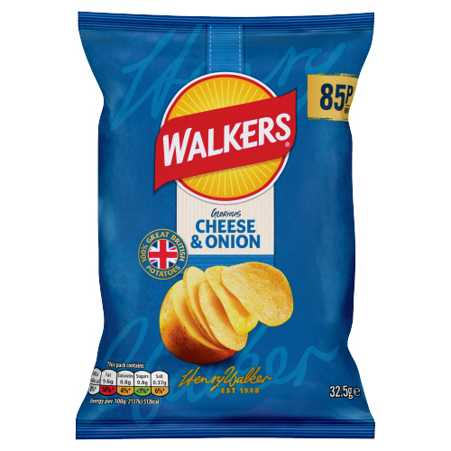 WALKERS SNACKS CHEESE & ONION CRISPS PMP 85P 32.5G