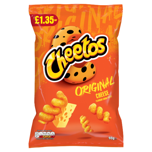 CHEETOS ORIGINAL SNACKS CHEESE CORN PUFFS PMP £1.35 90G