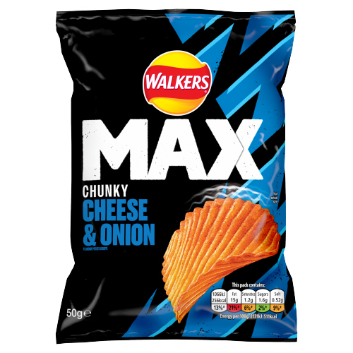 WALKERS MAX CHEESE & ONION CRISPS 50G