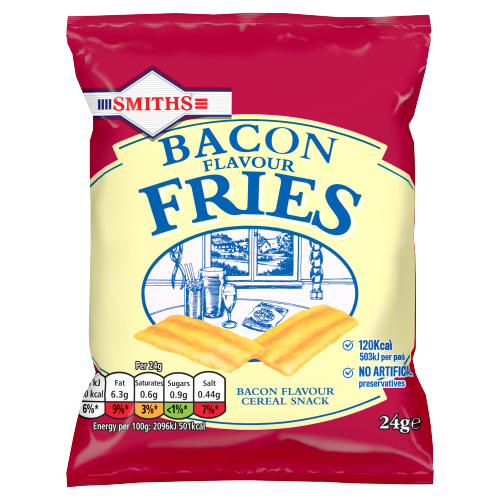 SMITH'S BACON FRIES SNACKS CRISPS PUB CARD 24G