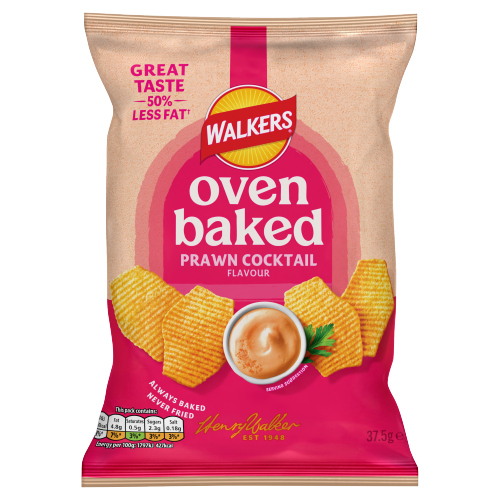 WALKERS BAKED PRAWN COCKTAIL SNACKS CRISPS 37.5G