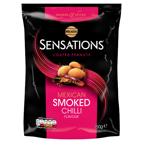 WALKERS SENSATIONS SMOKED CHILLI COATED SHARING PEANUTS 150G