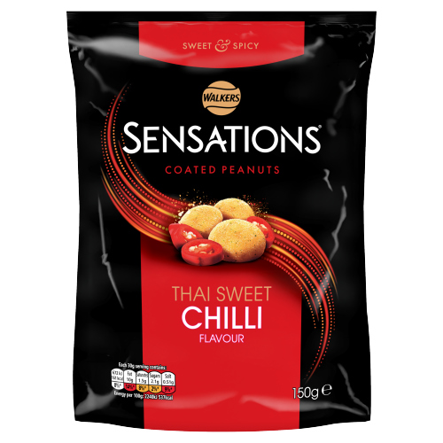 WALKERS SENSATIONS THAI SWEET CHILLI COATED SHARING PEANUTS 150G