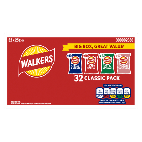 WALKERS CLASSIC VARIETY CRISPS BOX 25G