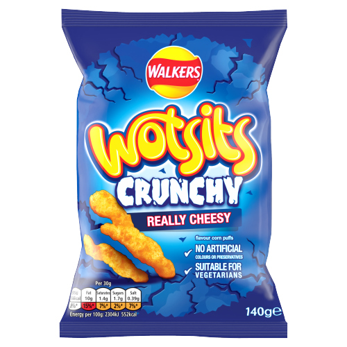 WALKERS WOTSITS CRUNCHY REALLY CHEESY SNACKS 140G