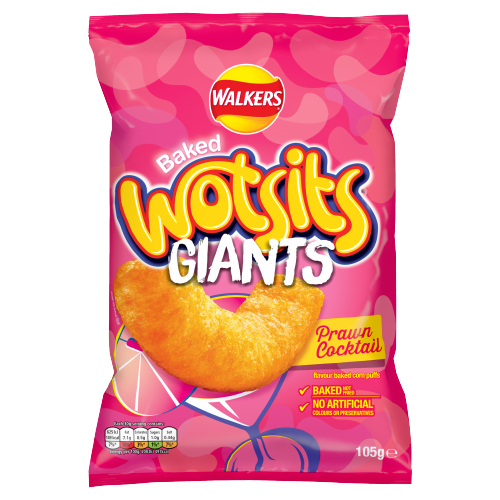 WALKERS WOTSITS GIANTS PRAWN COCKTAIL SNACKS 105G