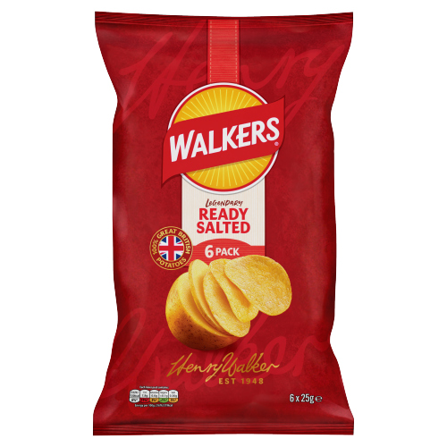 WALKERS READY SALTED CRISPS 18X 6PK 25G