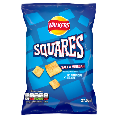 WALKERS SQUARES SALT & VINEGAR SNACKS 27.5G