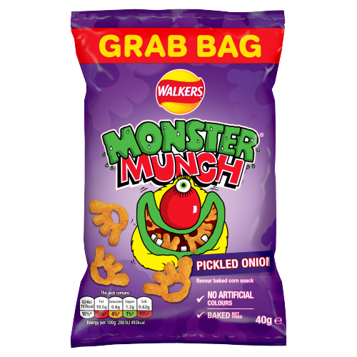 WALKERS MONSTER MUNCH PICKLED ONION CRISPS 40G