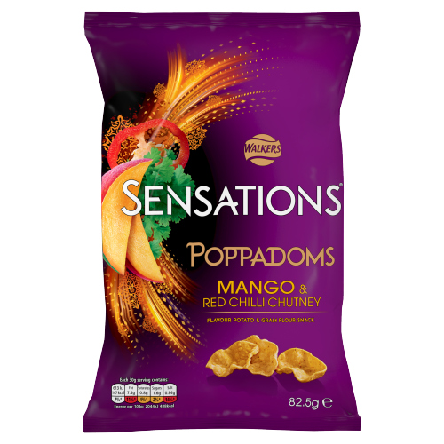 WALKERS SENSATIONS MANGO & CHILLI CHUTNEY SHARING POPPADOMS 82.5G